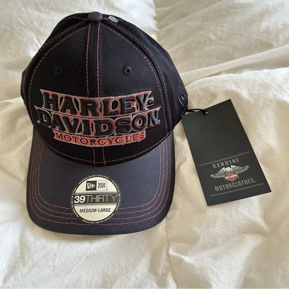 New Harley Davidson Colorblocked Fitted 39THIRTY Basbeall Hat medium large - Picture 3 of 7
